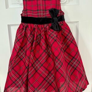 Gymboree Red Plaid Formal Dress with Black Velvet Bow